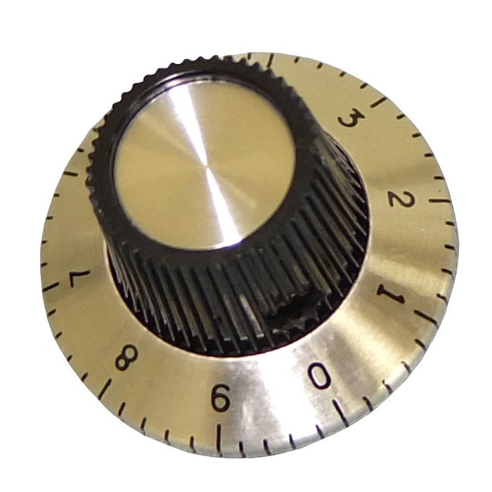 Straight Knurl Knob (Top Hat) 0-9 Numbers On Skirt for 1/4" Shaft