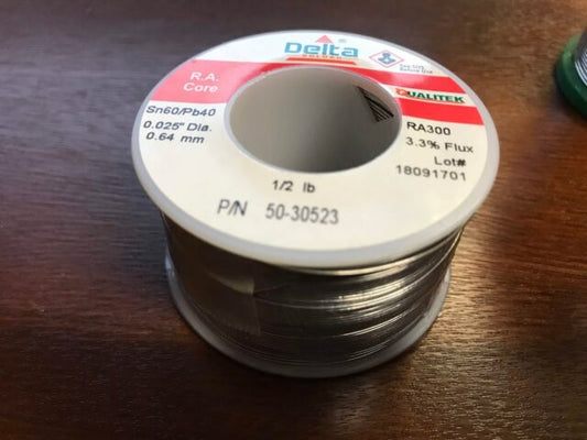 Delta 60/40 Rosin Core Roll 23ga. 1/2 lb 3.3% Flux RA300 R.A. Core