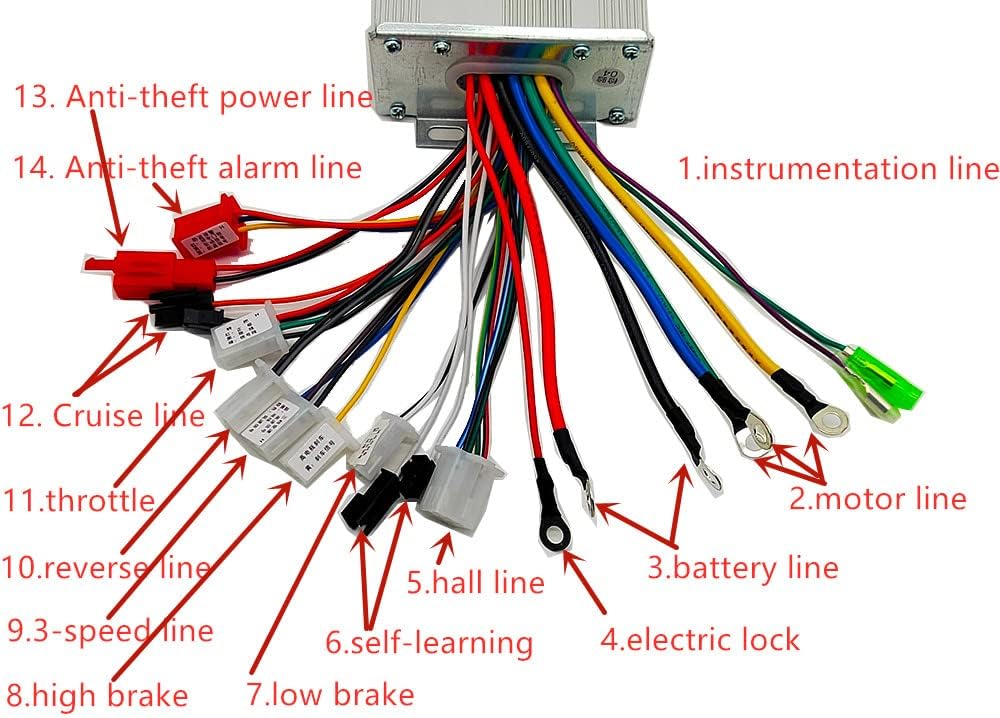 Electric Bike E-Scooter BLDC Motor 36V-48V 500W Brushless Controller Square Wave