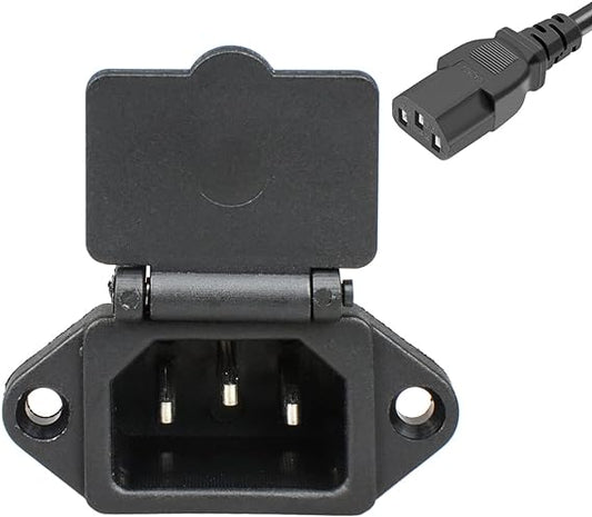 IEC 320 C14 Panel Mount Plug Adapter Power Connector Socket with Spring Cover