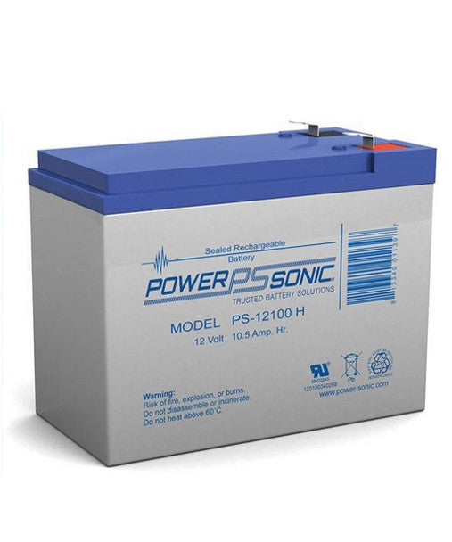 PowerSonic PS-12100H, 12 Volts, 10.5 Ah SLA Battery w/F2 Terminals