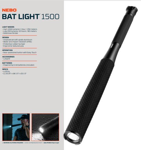 NEBO BAT LIGHT 1500  Battery Giant & Electronics