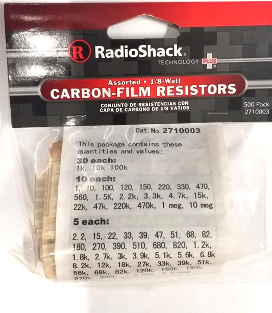 1/8w 500 pack Resistors Assortment