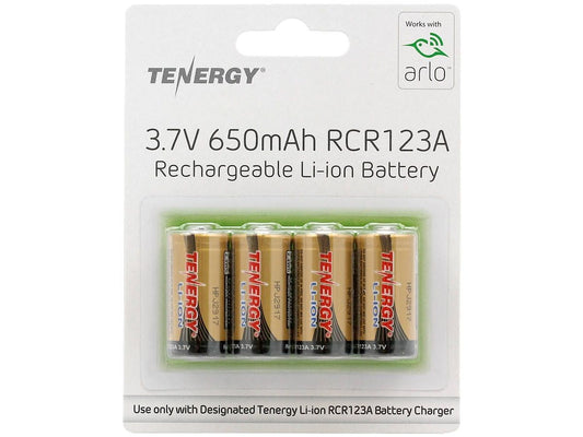Tenergy 3.7V RCR123A 4 pack