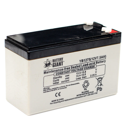 12V 7.5Ah AGM Battery with T1/F1 (.187) Terminals