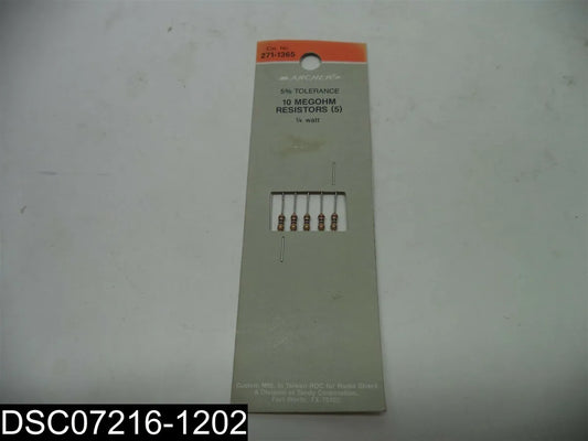 10 Meg. Ohm, 1/4 Watt Resistor 5 Pack