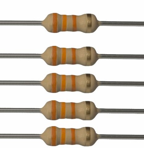 33K Ohm 1/2 Watt Carbon Film Resistors 5% Tolerance 5-pack