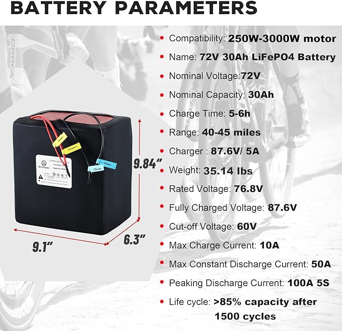 BTR 72V 30Ah LifePO4 Battery Pack