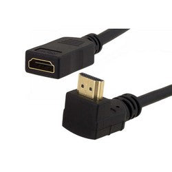 Right Angle HDMI Male to Female 6" Gold