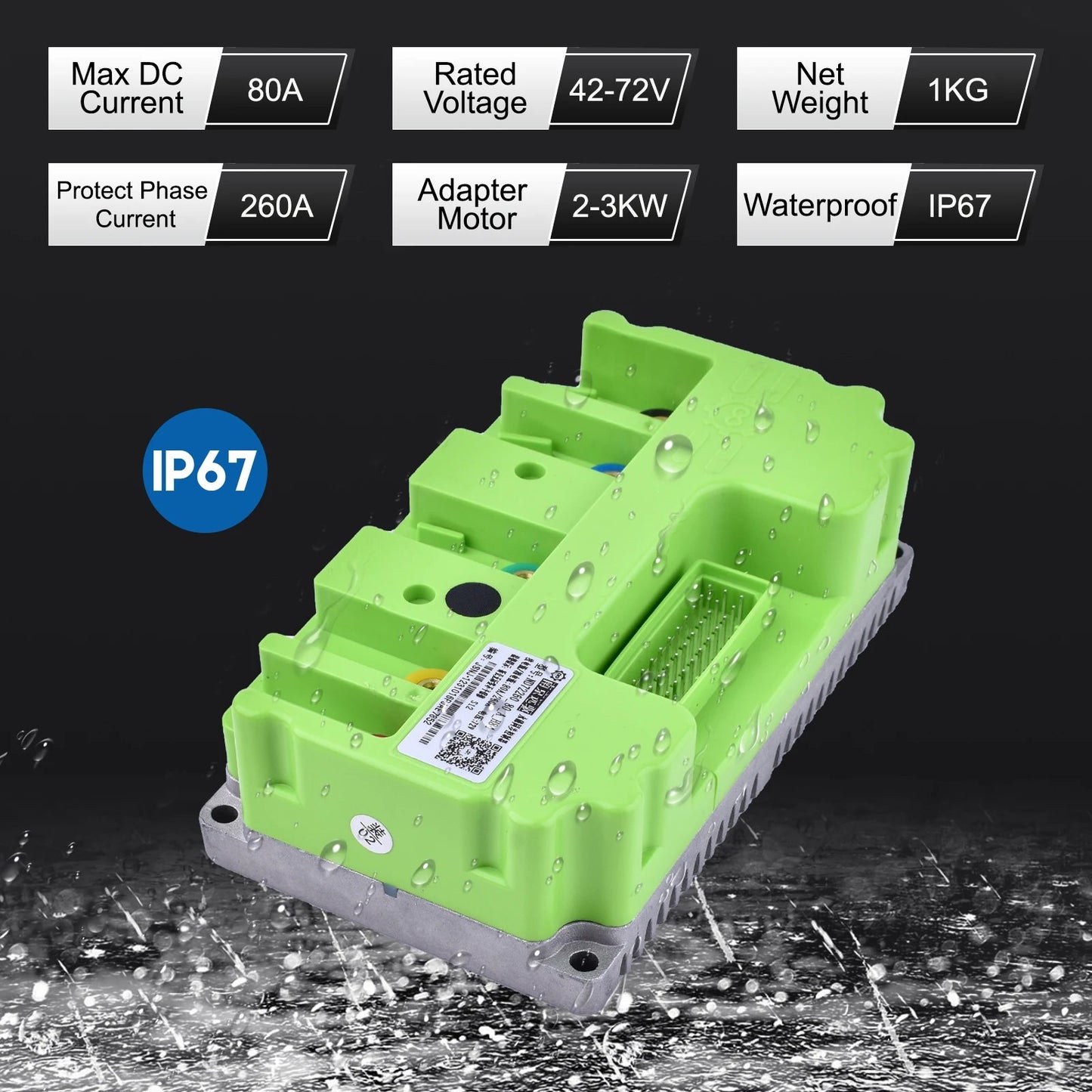 Fardriver ND72260 48V-72V 80A 3KW DC sine wave motor controller