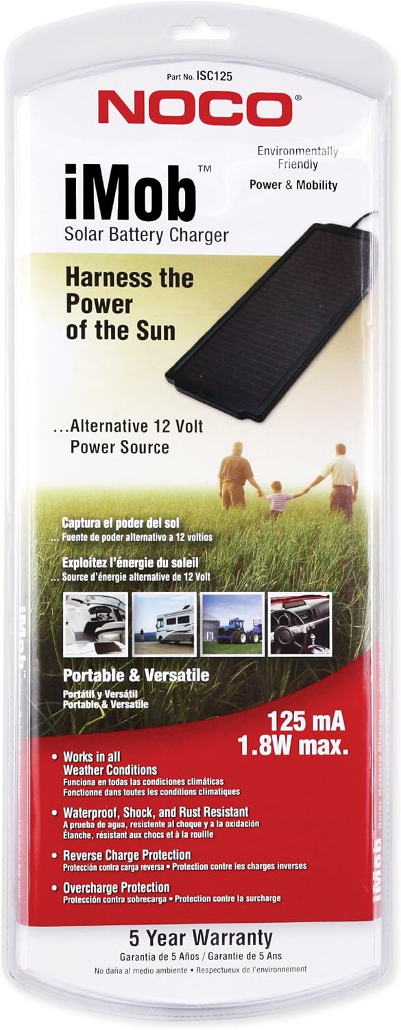 NOCO ISC125 iMob Black 12V 125mA (.13A) Solar Battery Charger