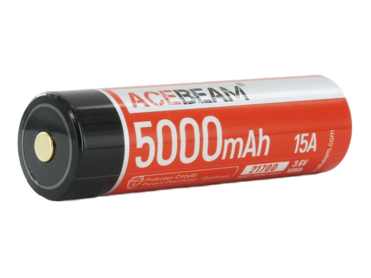 Acebeam IMR 21700 5000mAh 3.7V Protected High-Drain 15A Lithium Ion (Li-ion) Button Top Battery