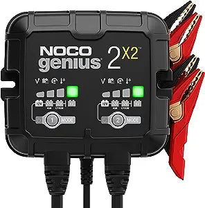 NOCO GENIUS2X2, 2-Bank, 4A (2A/Bank) Smart Car Battery Charger/Maintainer