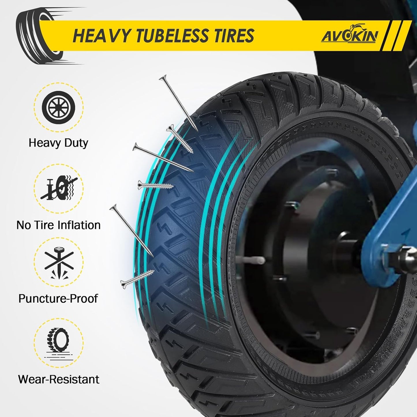 Solid 255x80(80/65-6) Scooter Tubeless Solid Tire Compatible with 10 Inch Electric Scooter